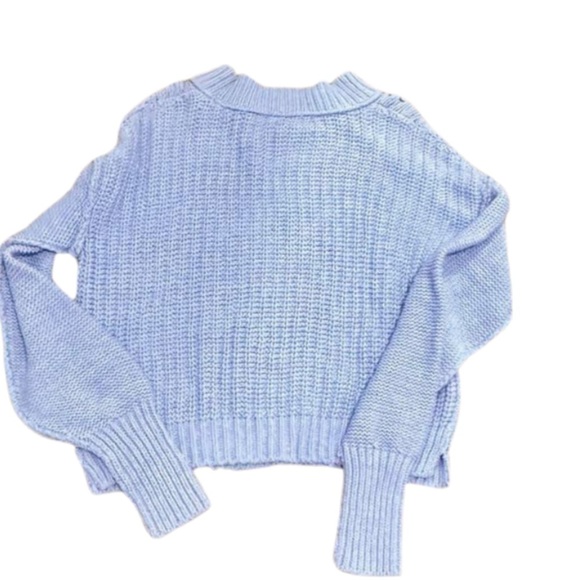 Free People Bell Song Pullover Vintage Blue Knit Sweater M - Picture 10 of 10